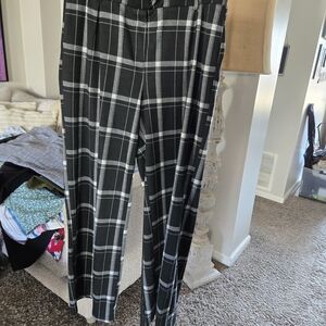 Black and White Plaid Wide Leg Pants